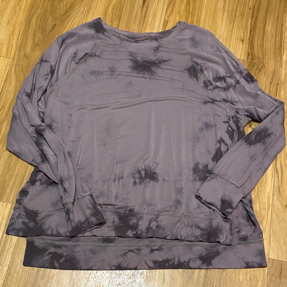 JoyLab size XL Women's Long Sleeve Brown Tie-Dye Pullover Sweatshirt -